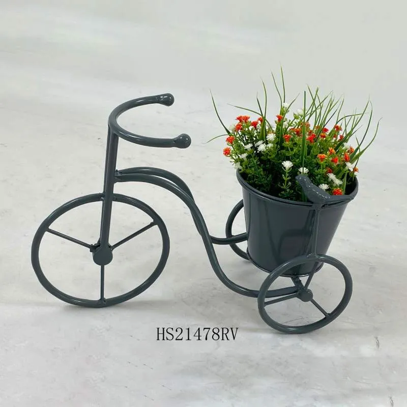 Metalen fietsplantenhouder met vogeldecoratie